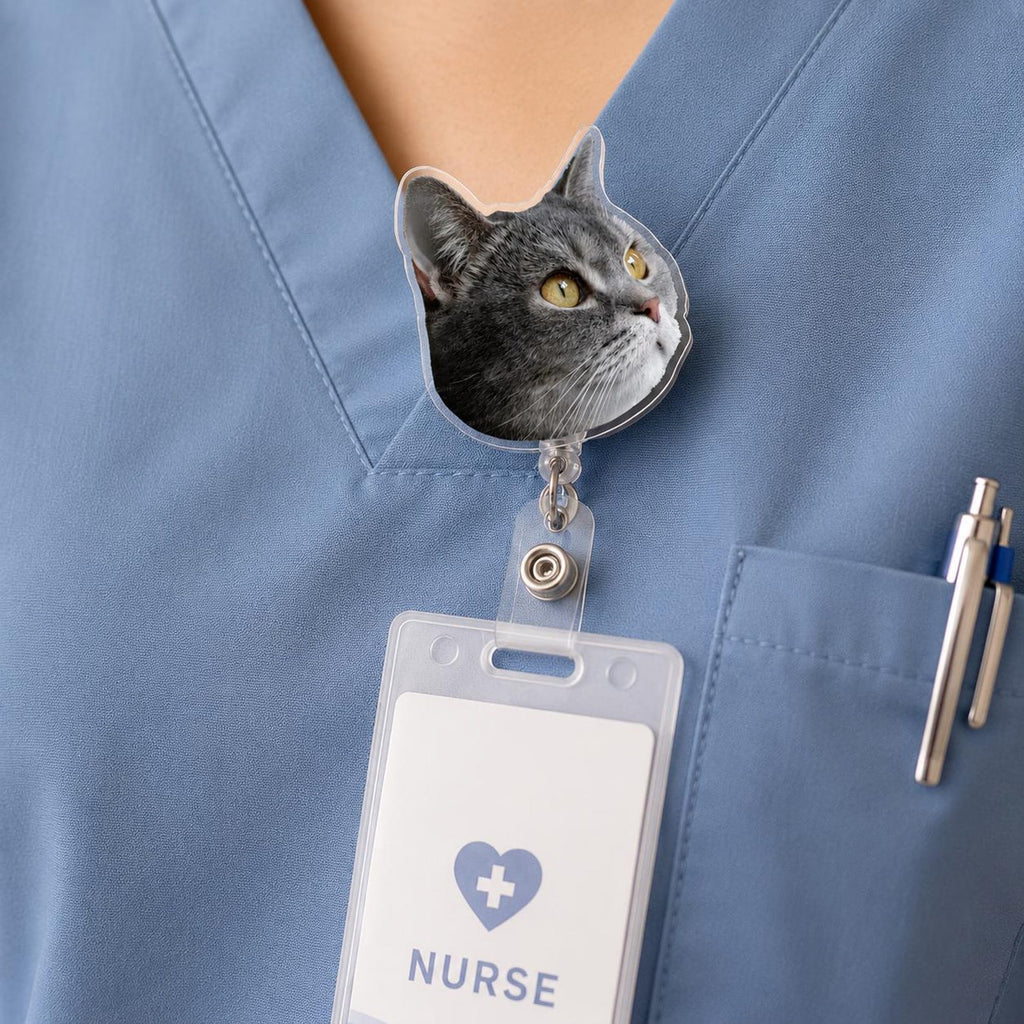 Custom Badge Reel, Pet, Face or Character, Personalized ID Holder with Photo or Drawing — photo 1
