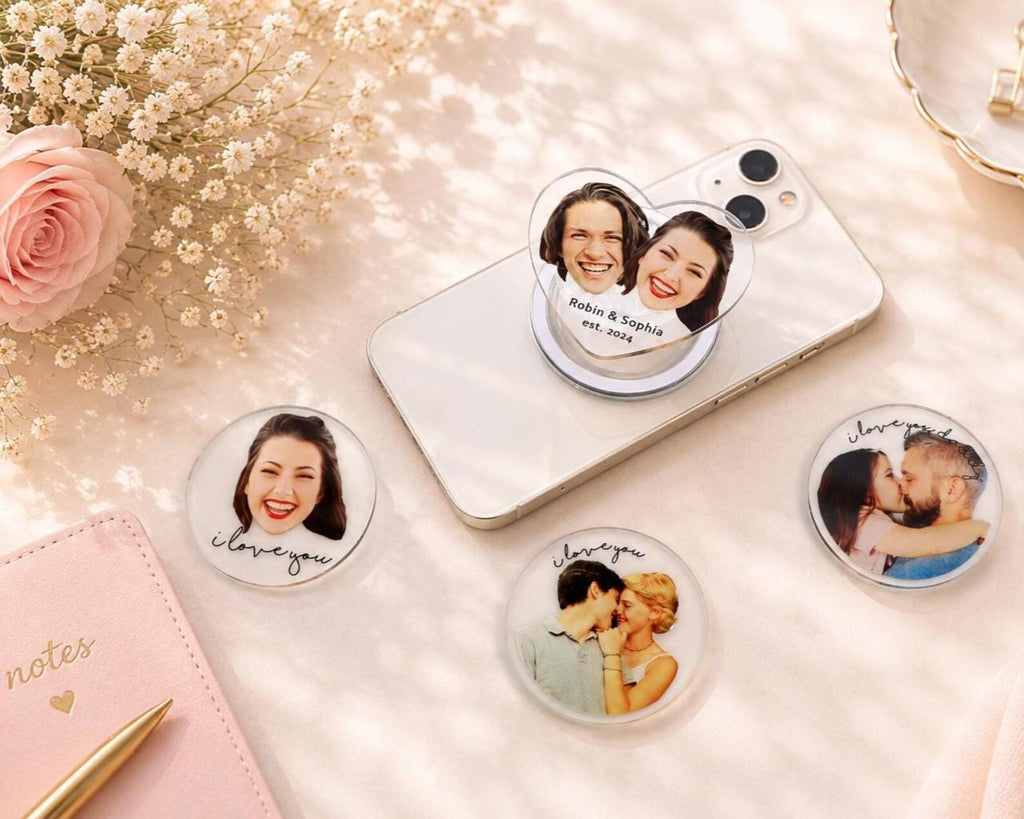 Custom Photo Phone Grip, Personalized Heart or Round Magnetic Phone Stand — photo 8
