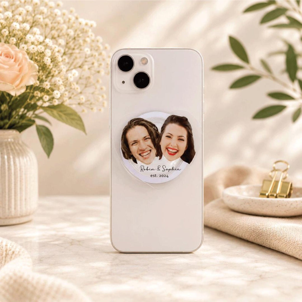 Custom Photo Phone Grip, Personalized Heart or Round Magnetic Phone Stand — photo 2