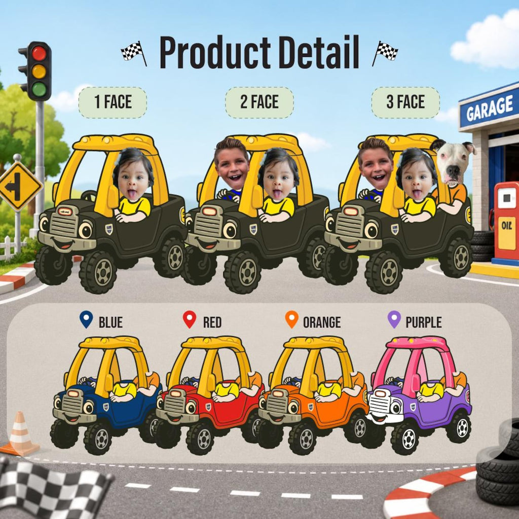 Drive Safe Daddy, Toy Truck, Custom Car Charm with Kids & Pet Faces — photo 5