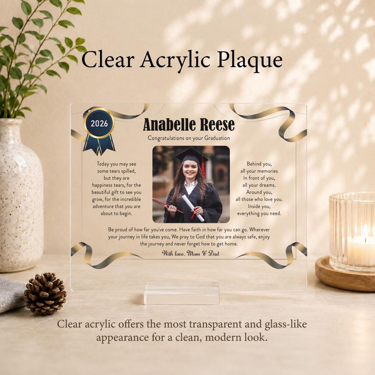 Custom Graduation Photo Plaque, Personalized Graduation Keepsake, Class of 2026 Graduation Gift — photo 8