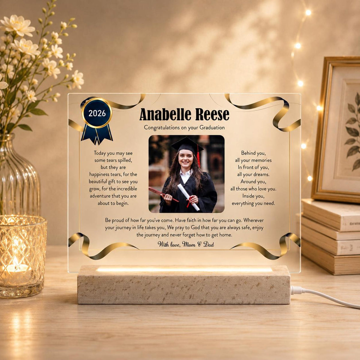 Custom Graduation Photo Plaque, Personalized Graduation Keepsake, Class of 2026 Graduation Gift — photo 1