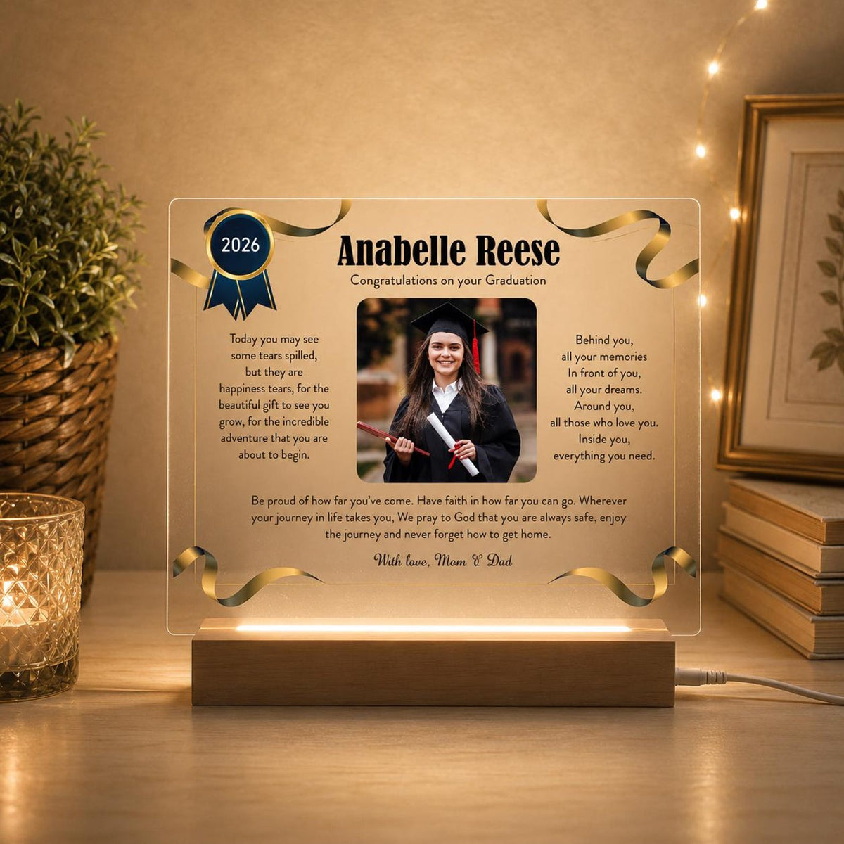 Custom Graduation Photo Plaque, Personalized Graduation Keepsake, Class of 2026 Graduation Gift — photo 2