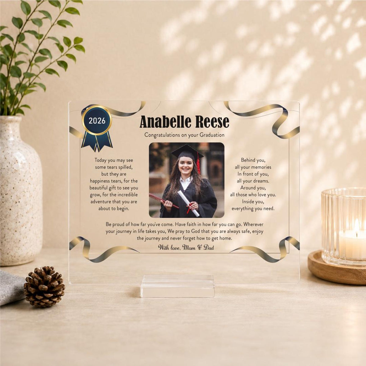 Custom Graduation Photo Plaque, Personalized Graduation Keepsake, Class of 2026 Graduation Gift — photo 3