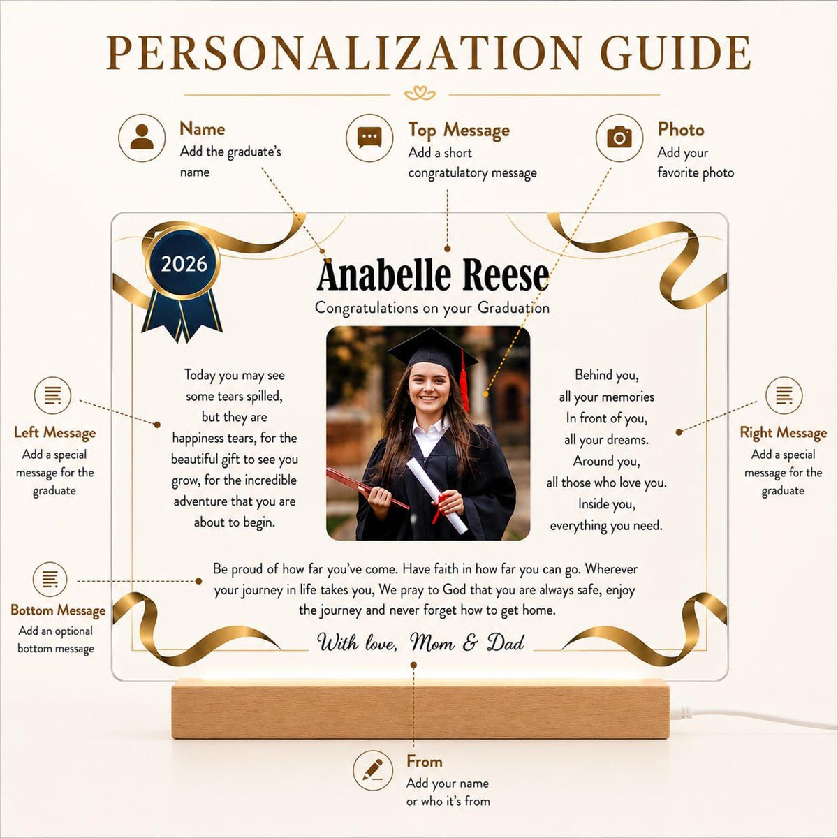Custom Graduation Photo Plaque, Personalized Graduation Keepsake, Class of 2026 Graduation Gift — photo 4