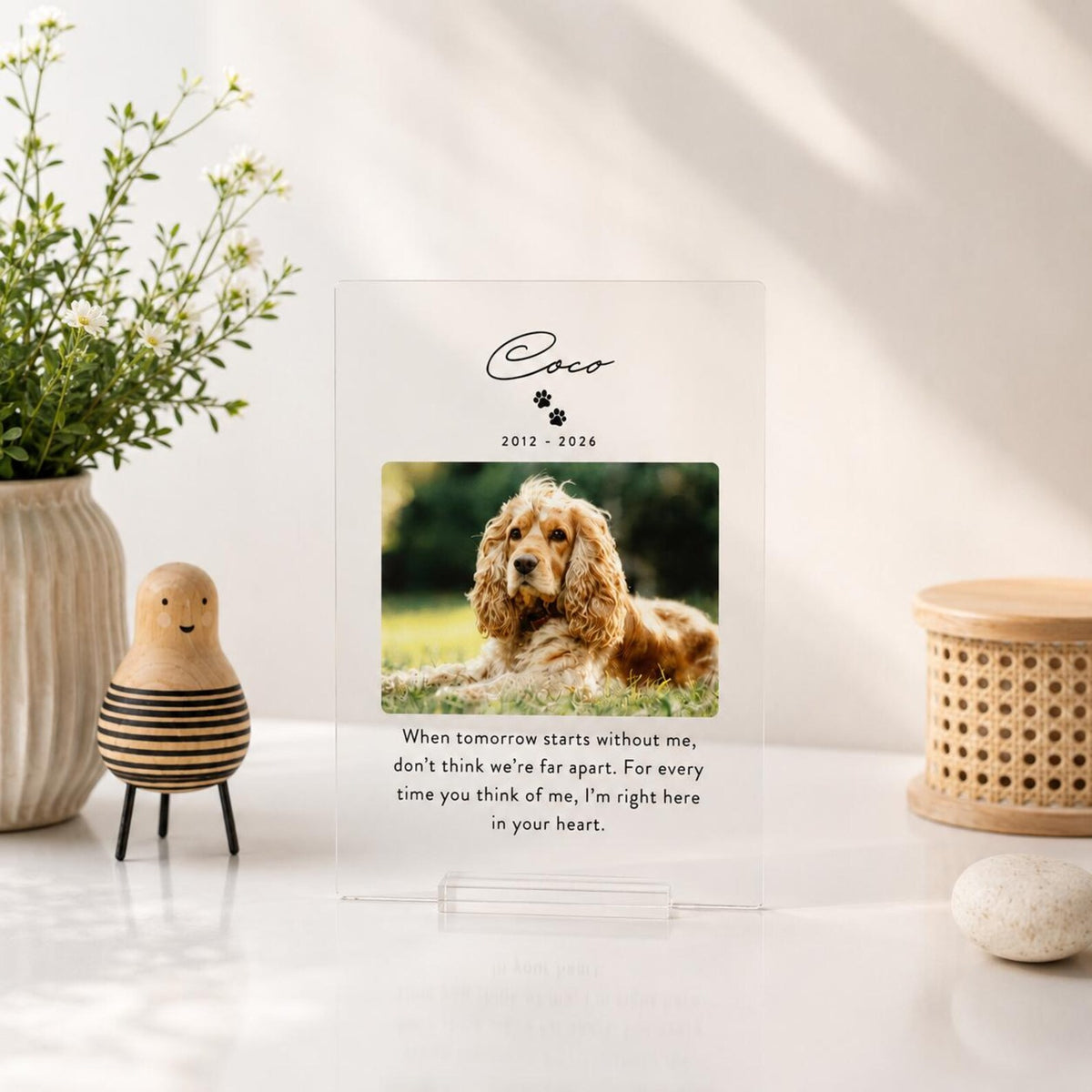 Personalized Pet Memorial Acrylic Plaque, Vertical Photo Tribute — photo 3