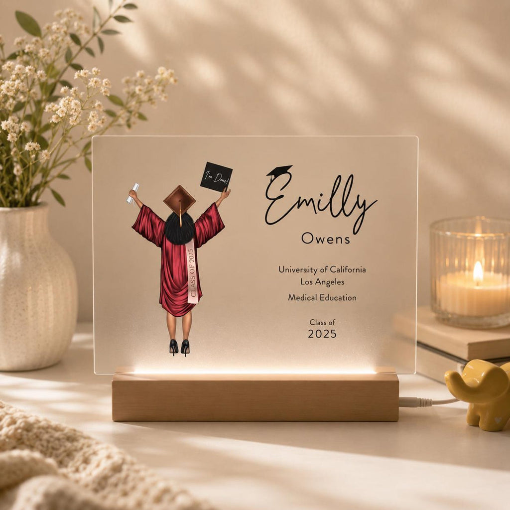 Custom Graduation Character Plaque, Personalized Back View Graduate Portrait, Class of 2026 Gift — photo 1