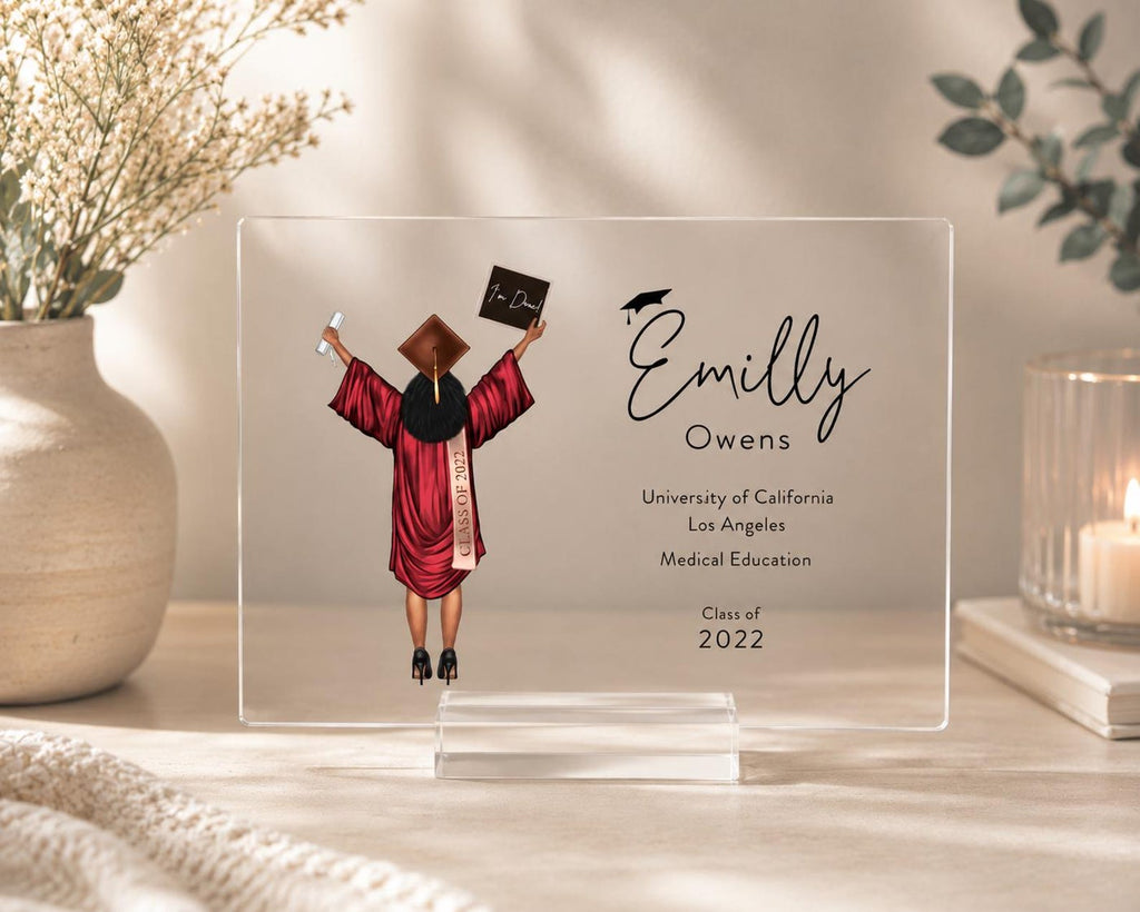 Custom Graduation Character Plaque, Personalized Back View Graduate Portrait, Class of 2026 Gift — photo 2