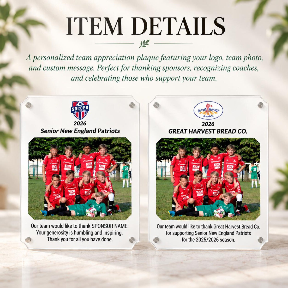 Custom Sports Plaque | Team Photo Plaque | Sponsor Thank You Plaque | Soccer, Football, Baseball, Volleyball, Baseketball and more. — photo 3