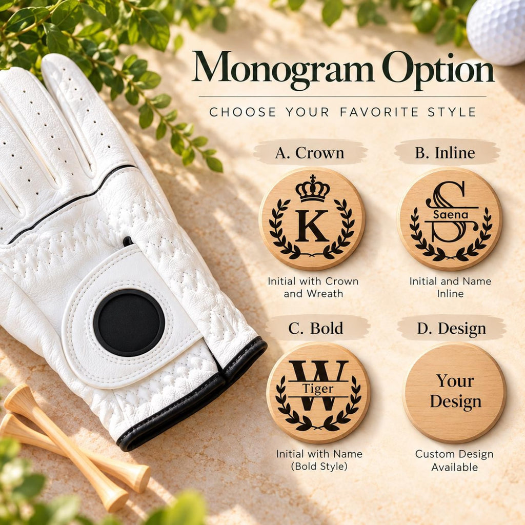 Personalized Women’s Golf Glove with Custom Wood Ball Marker, Cabretta Leather Golf Glove, Monogram Golf Gift for Her — photo 5