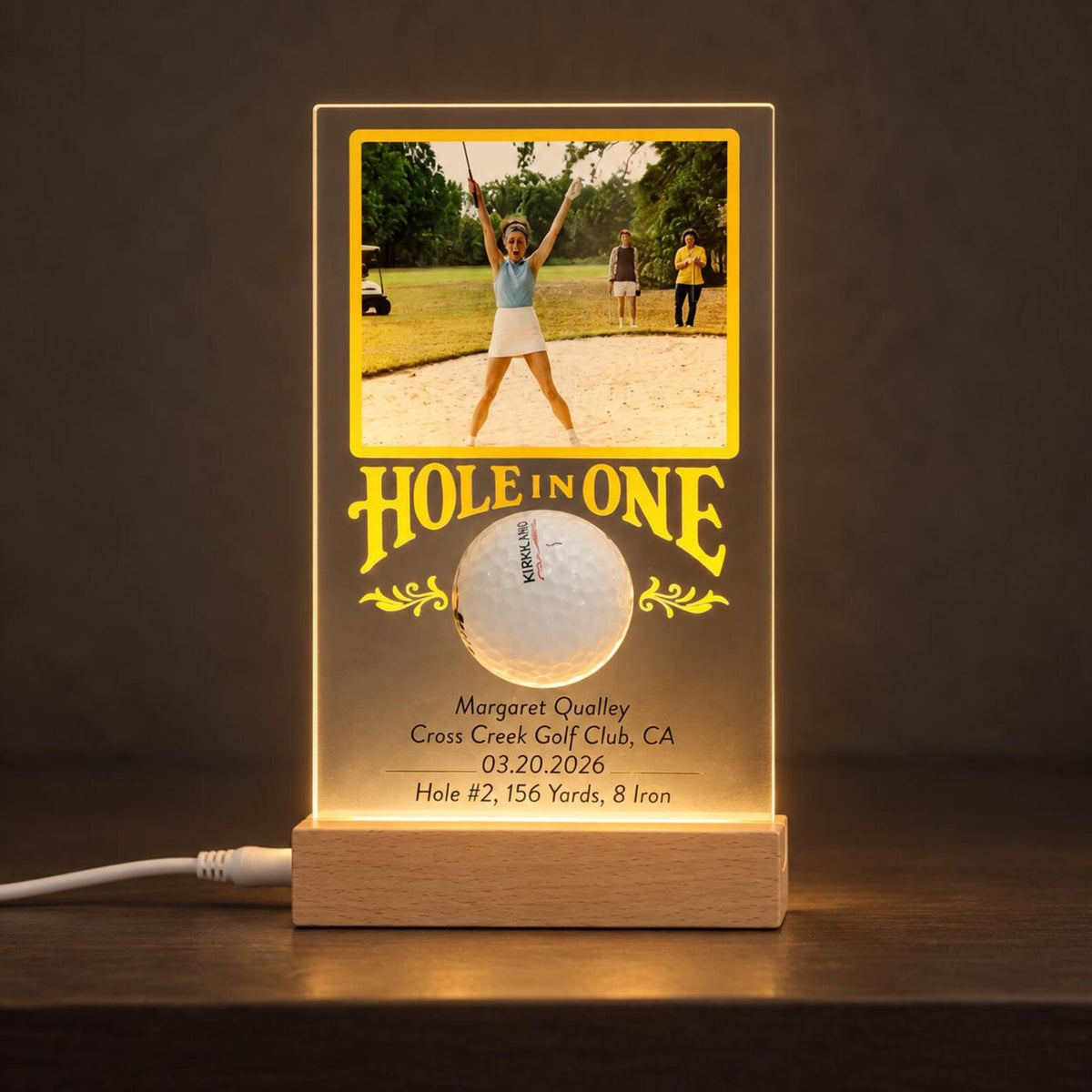 Personalized Hole in One Plaque with Golf Ball Holder, Custom Golf Gift, Hole in One Display, Golfer Gift — photo 2