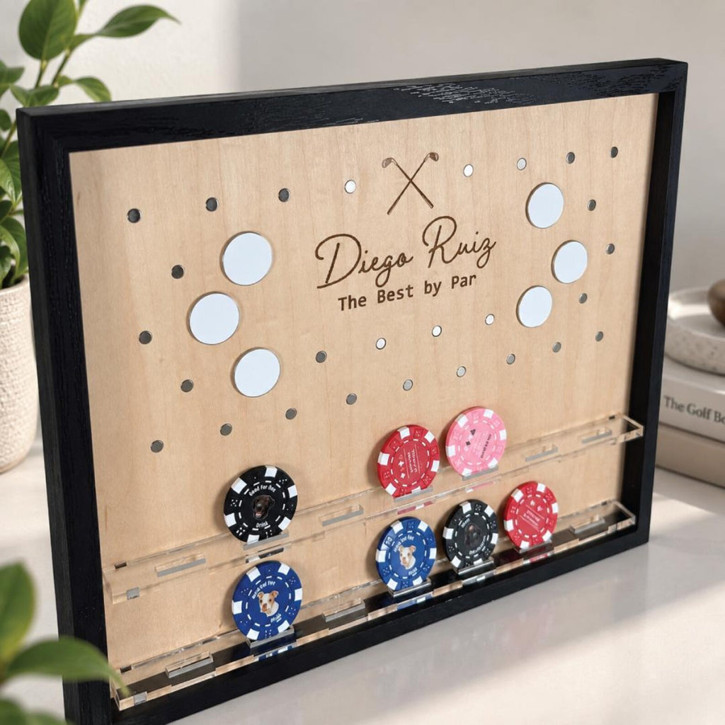 Personalized Golf Poker Chip Display, Custom Poker Chip Holder, Golf Ball Marker Display, Golfer Gift for Men — photo 3
