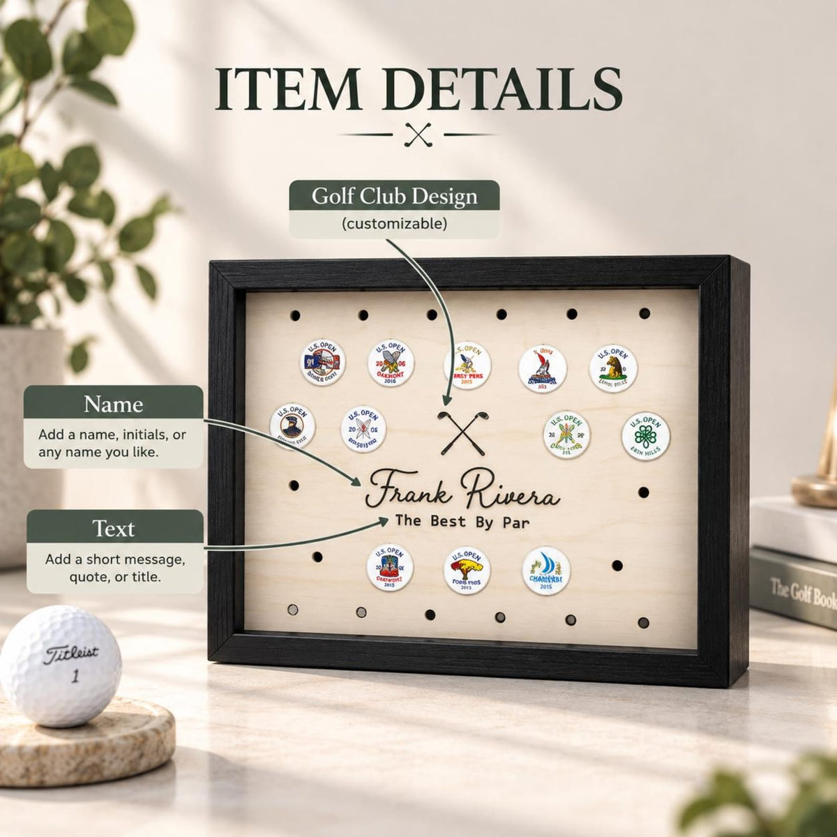 Custom Golf Ball Marker Display | Personalized Display for Golfers | Ball Marker Collection | Display Case — photo 5