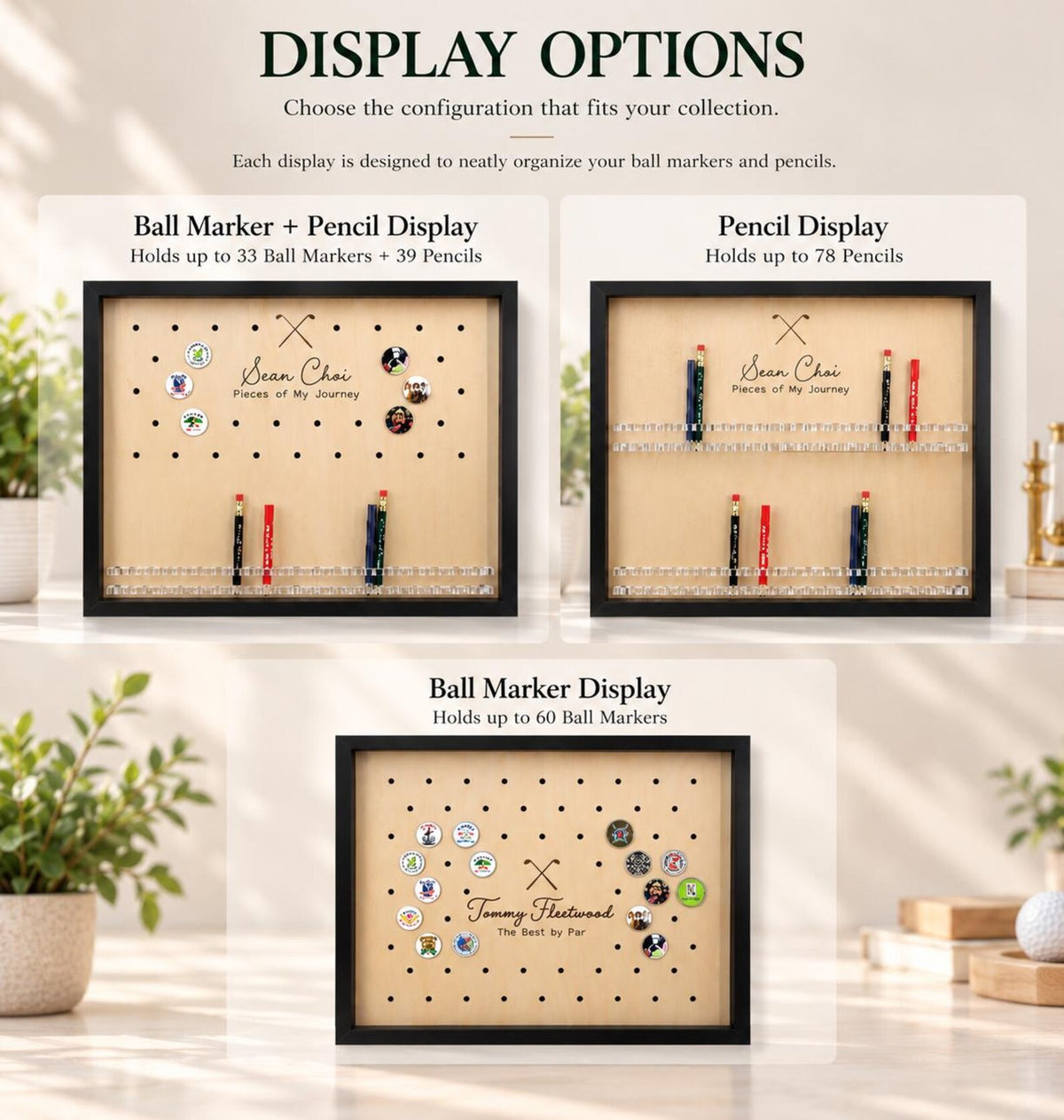 Large Golf Pencil & Ball Marker Display Frame | Golf Memory Collection Holder — photo 5