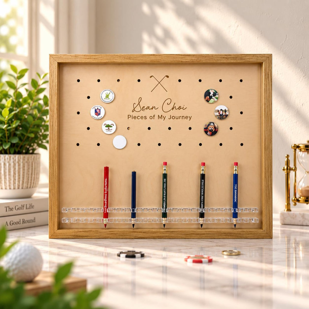 Large Golf Pencil & Ball Marker Display Frame | Golf Memory Collection Holder — photo 2