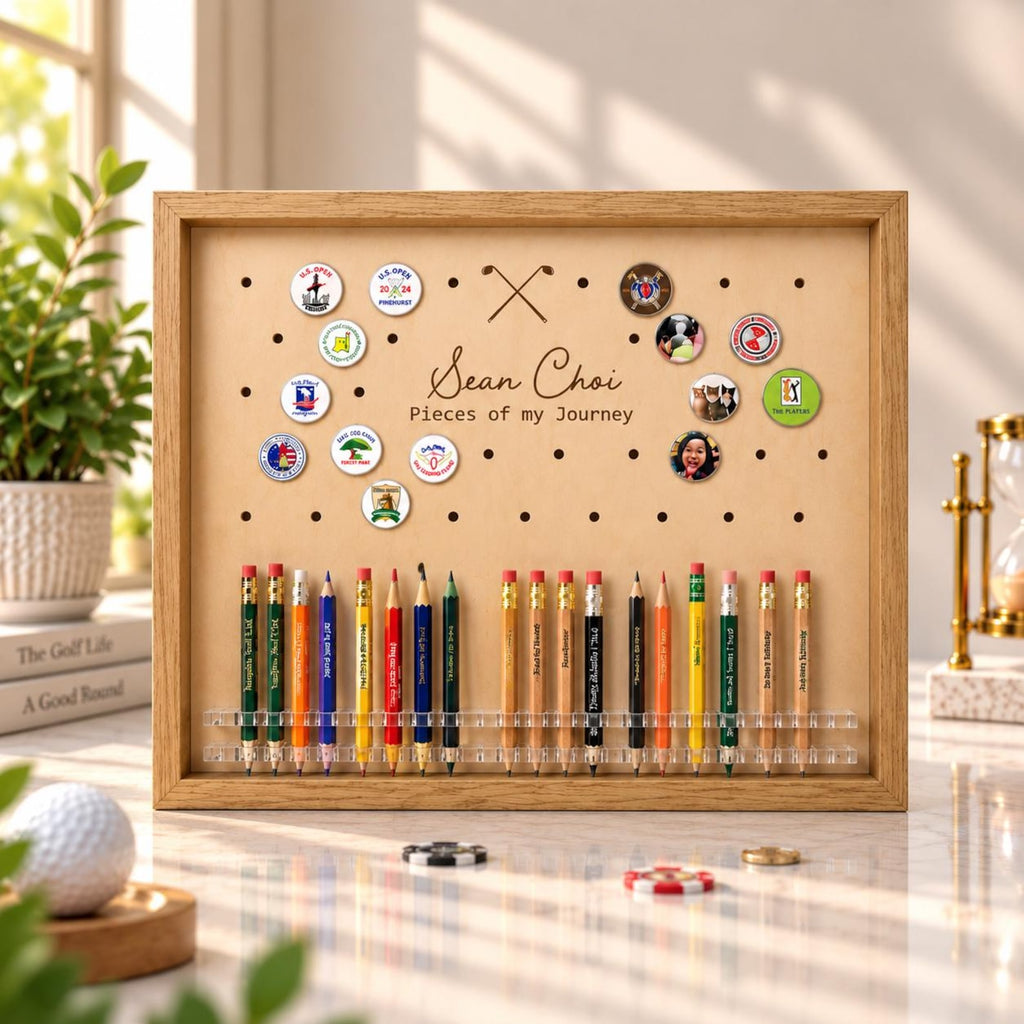 Large Golf Pencil & Ball Marker Display Frame | Golf Memory Collection Holder — photo 1