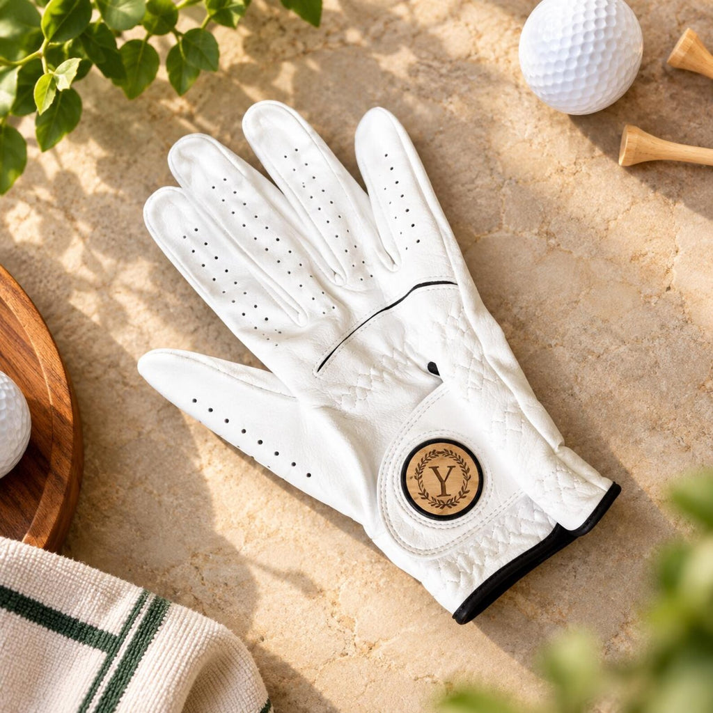 Personalized Men’s Golf Glove with Custom Wood Ball Marker, Cabretta Leather Golf Glove, Monogram Golf Gift for Him — photo 2