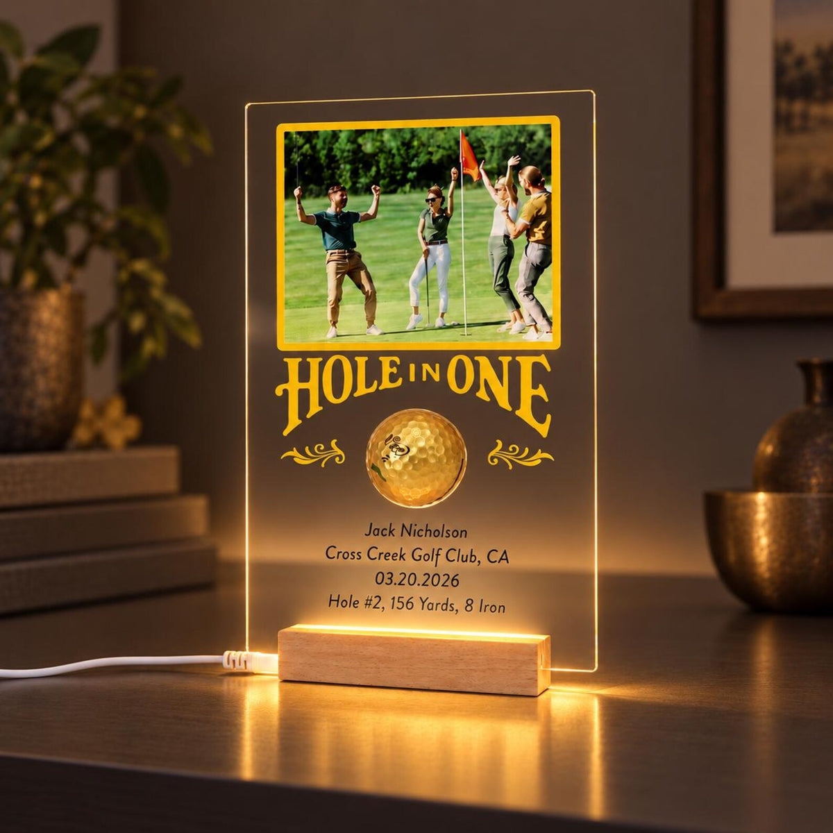 Personalized Hole in One Plaque with Golf Ball Holder, Custom Golf Gift, Hole in One Display, Golfer Gift — photo 4