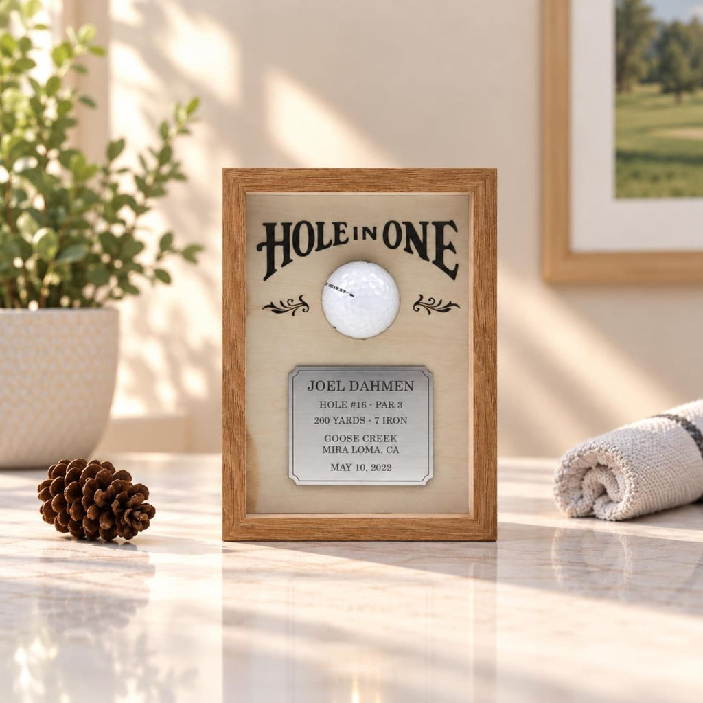 Personalized Hole in One Golf Ball Display, Custom Golf Keepsake Frame, Eagle Birdie Golf Gift, Golf Achievement Gift for Dad — photo 1