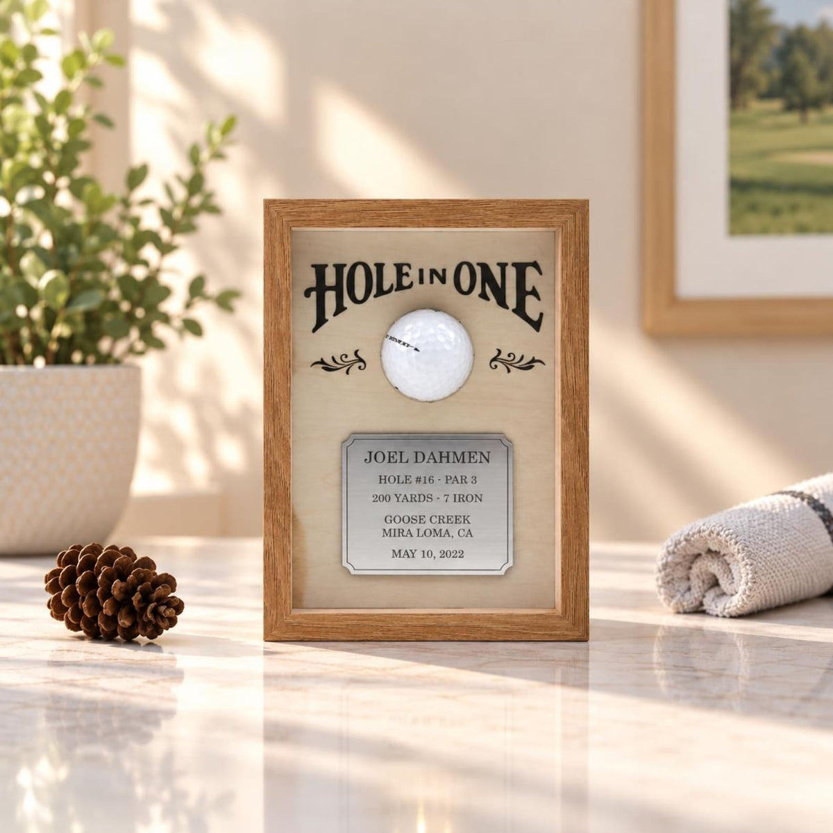Personalized Hole in One Golf Ball Display, Custom Golf Keepsake Frame, Eagle Birdie Golf Gift, Golf Achievement Gift for Dad — photo 1