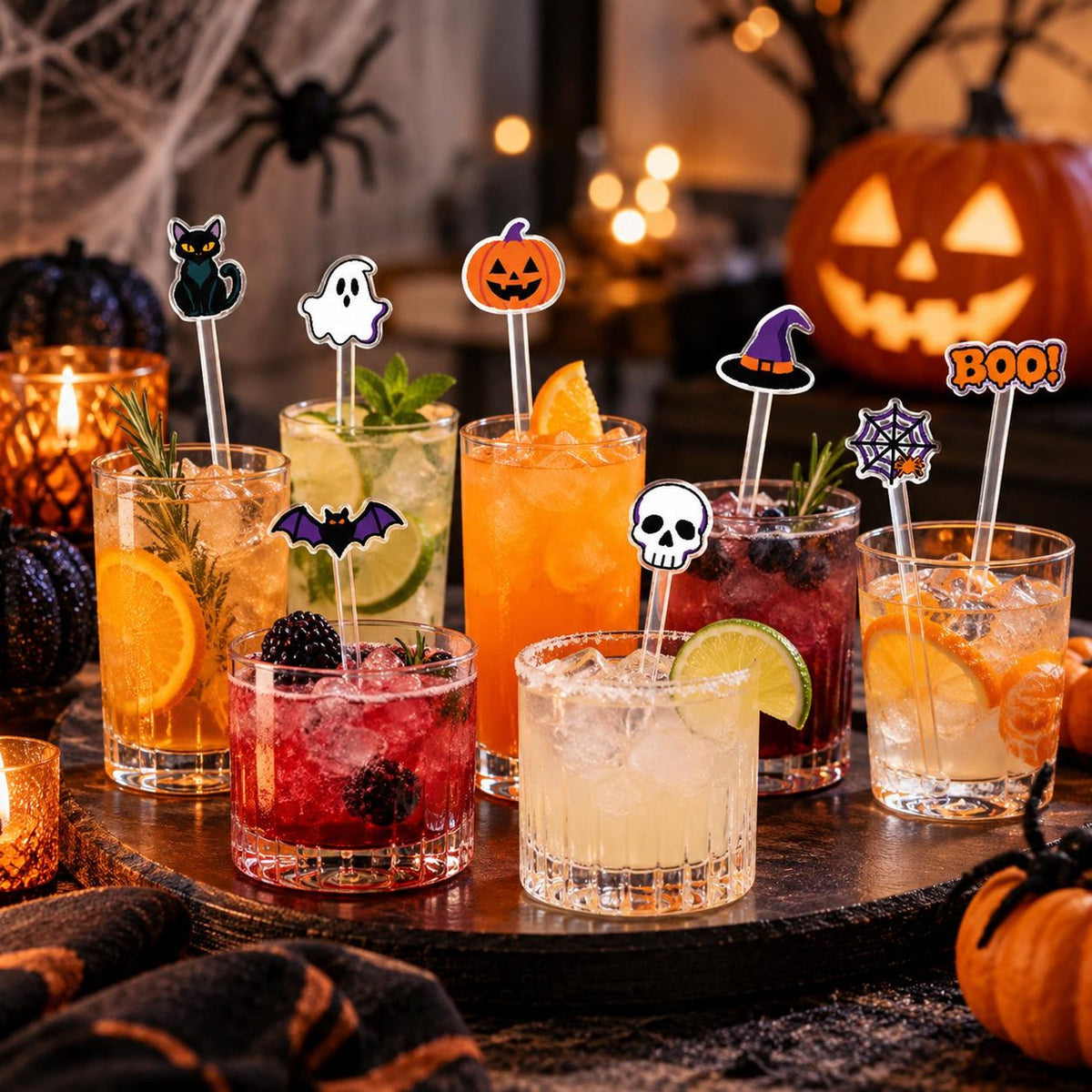 Halloween Drink Stirrers, Acrylic Cocktail Sticks, Ghost Boo Pumpkin Spooky Swizzle Sticks, Halloween Party Drink Decor — photo 4
