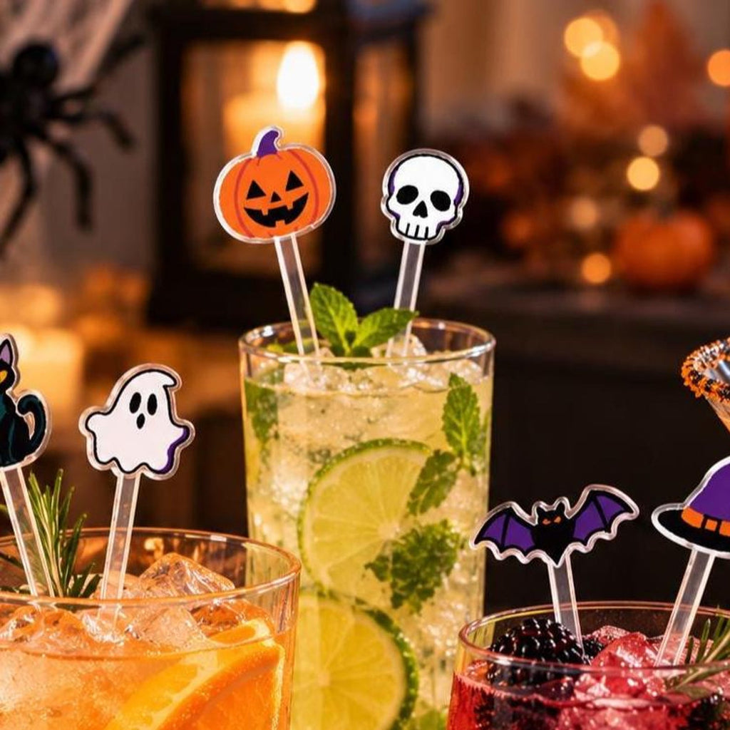 Halloween Drink Stirrers, Acrylic Cocktail Sticks, Ghost Boo Pumpkin Spooky Swizzle Sticks, Halloween Party Drink Decor — photo 1
