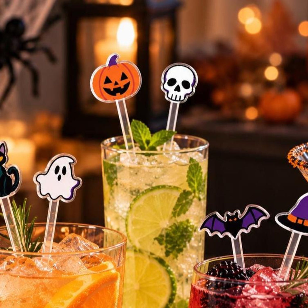 Halloween Drink Stirrers, Acrylic Cocktail Sticks, Ghost Boo Pumpkin Spooky Swizzle Sticks, Halloween Party Drink Decor — photo 1