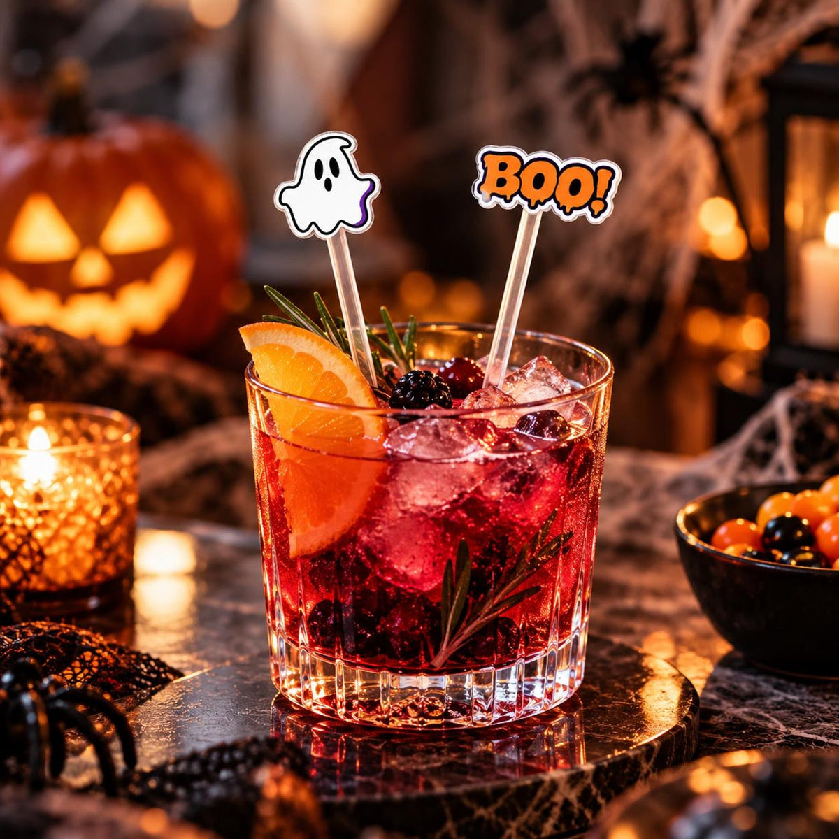 Halloween Drink Stirrers, Acrylic Cocktail Sticks, Ghost Boo Pumpkin Spooky Swizzle Sticks, Halloween Party Drink Decor — photo 2
