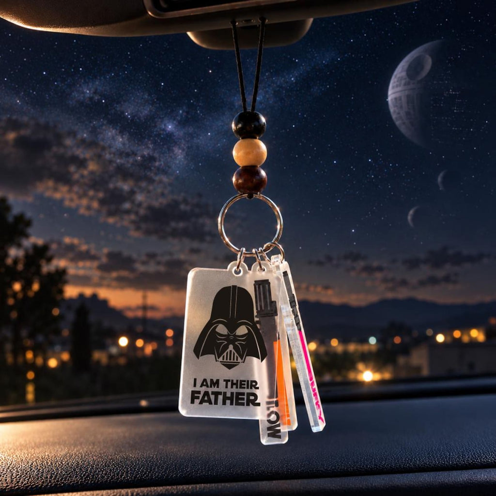 Personalized Lightsaber Rearview Mirror Hanging Accessory, Custom Kids Name Car Charm, Christmas Gift for Dad — photo 1
