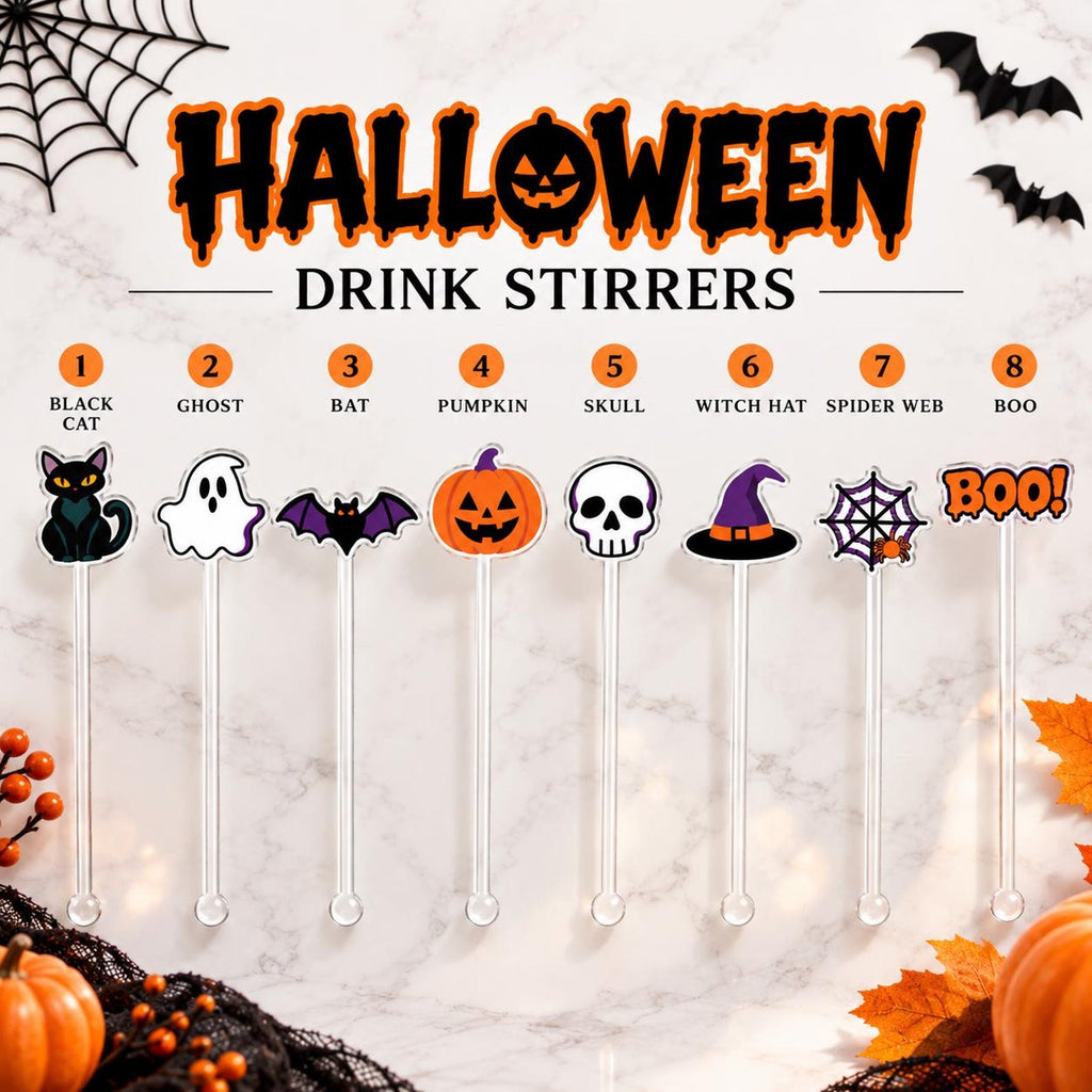 Halloween Drink Stirrers, Acrylic Cocktail Sticks, Ghost Boo Pumpkin Spooky Swizzle Sticks, Halloween Party Drink Decor — photo 5