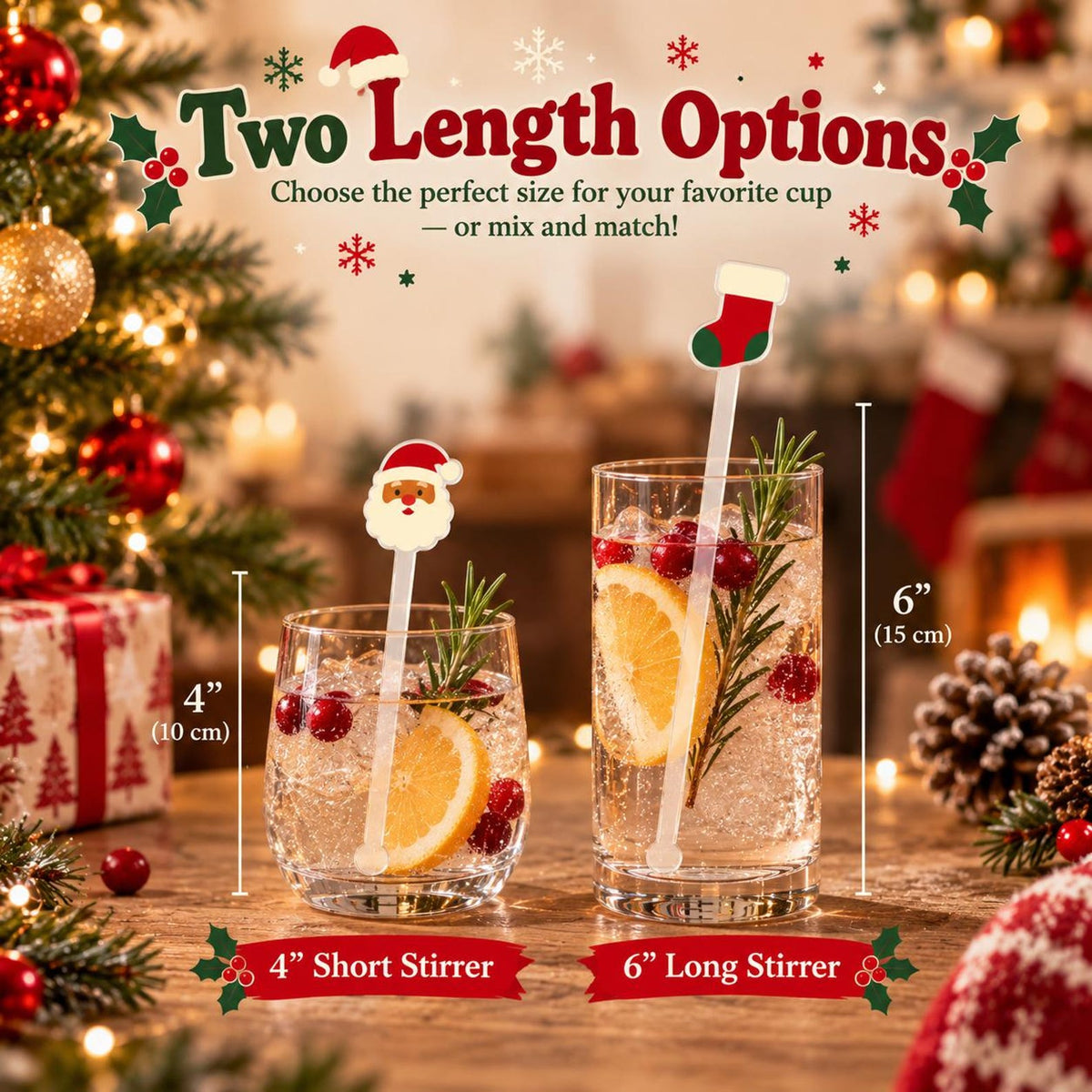 Christmas Drink Stirrers, Holiday Cocktail Sticks, Acrylic Christmas Swizzle Sticks, Christmas Party Drink Decor, Xmas Cocktail Accessories — photo 7
