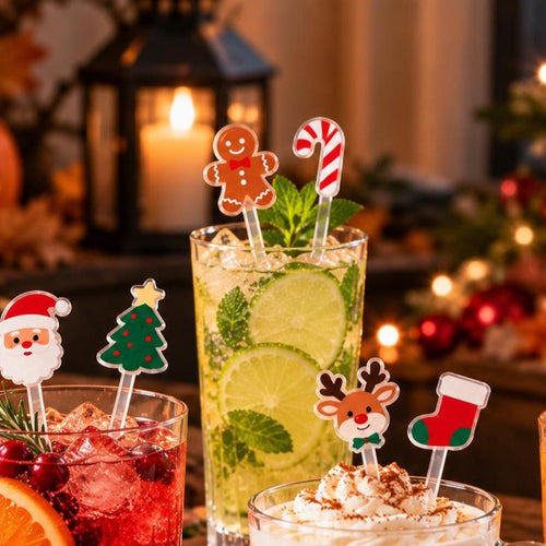 Christmas Drink Stirrers, Holiday Cocktail Sticks, Acrylic Christmas Swizzle Sticks, Christmas Party Drink Decor, Xmas Cocktail Accessories — photo 1