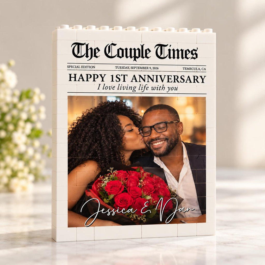 Personalized Newspaper Brick Photo Frame, Custom Double-Sided Picture, Text or Map Display — photo 2