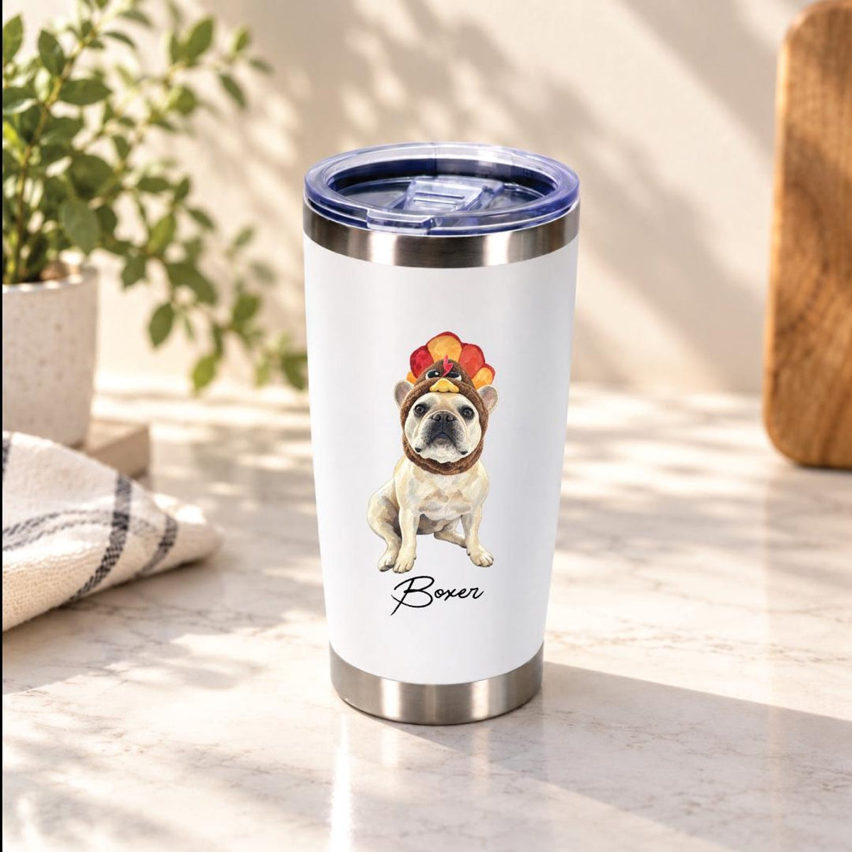 Custom Watercolor Photo Tumbler, Personalized Pet Portrait Travel Mug, 20 oz Stainless Steel Gift — photo 4