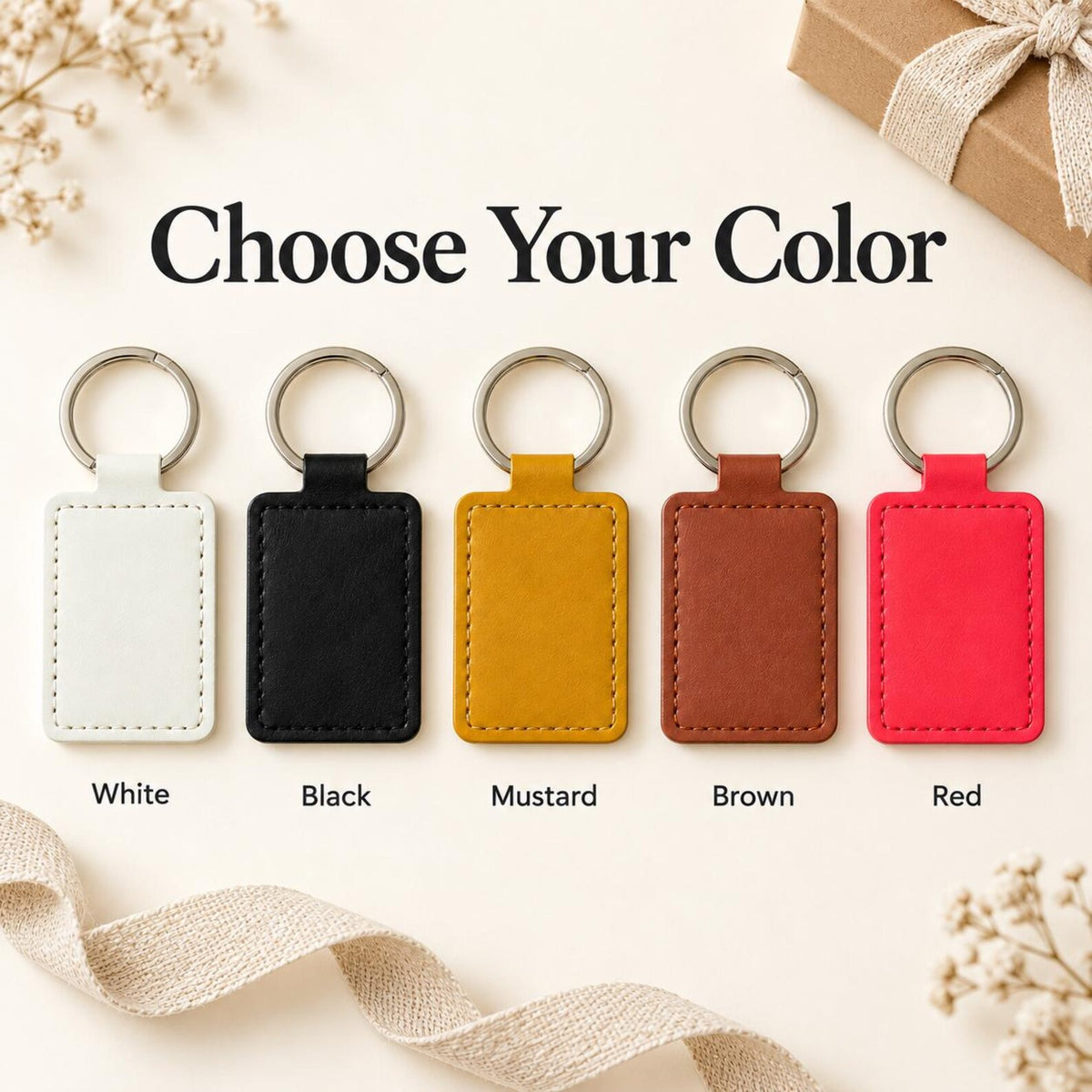 Custom Watercolor Photo Keychain, Personalized Faux Leather Pet or Family Keyring — photo 3