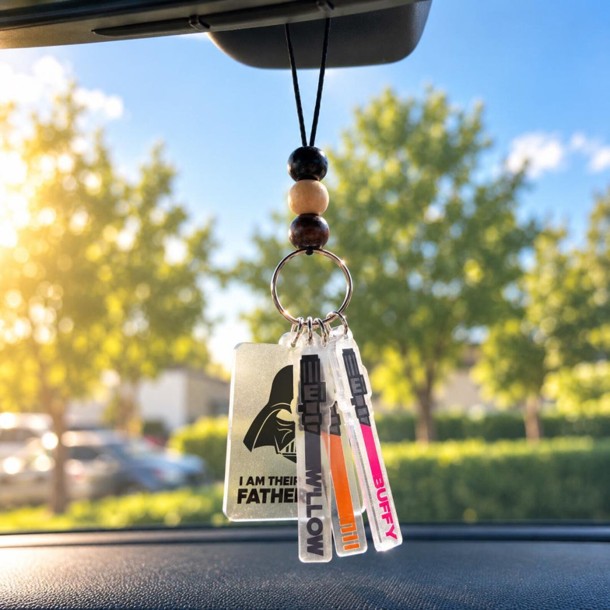 Personalized Lightsaber Rearview Mirror Hanging Accessory, Custom Kids Name Car Charm, Christmas Gift for Dad — photo 10