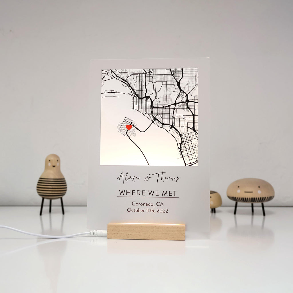 Custom Map Acrylic Plaque Personalized Location Gift Our First Date Map Anniversary Gift Wedding Location — photo 9