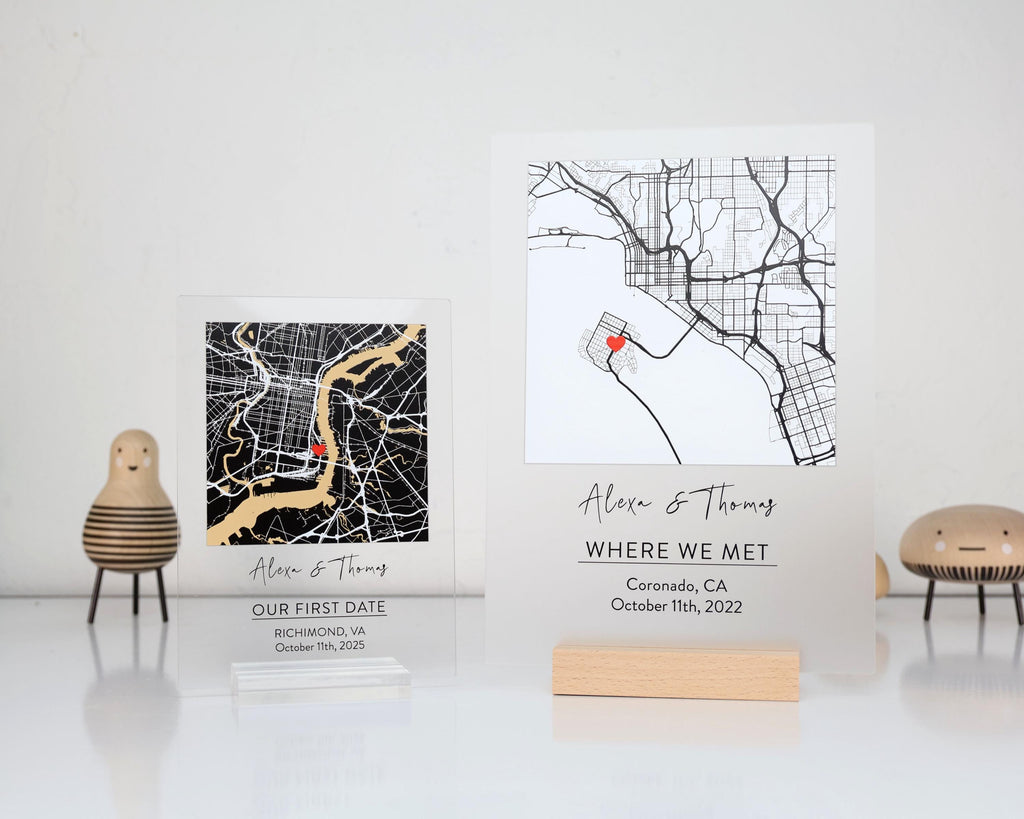 Custom Map Acrylic Plaque Personalized Location Gift Our First Date Map Anniversary Gift Wedding Location — photo 8