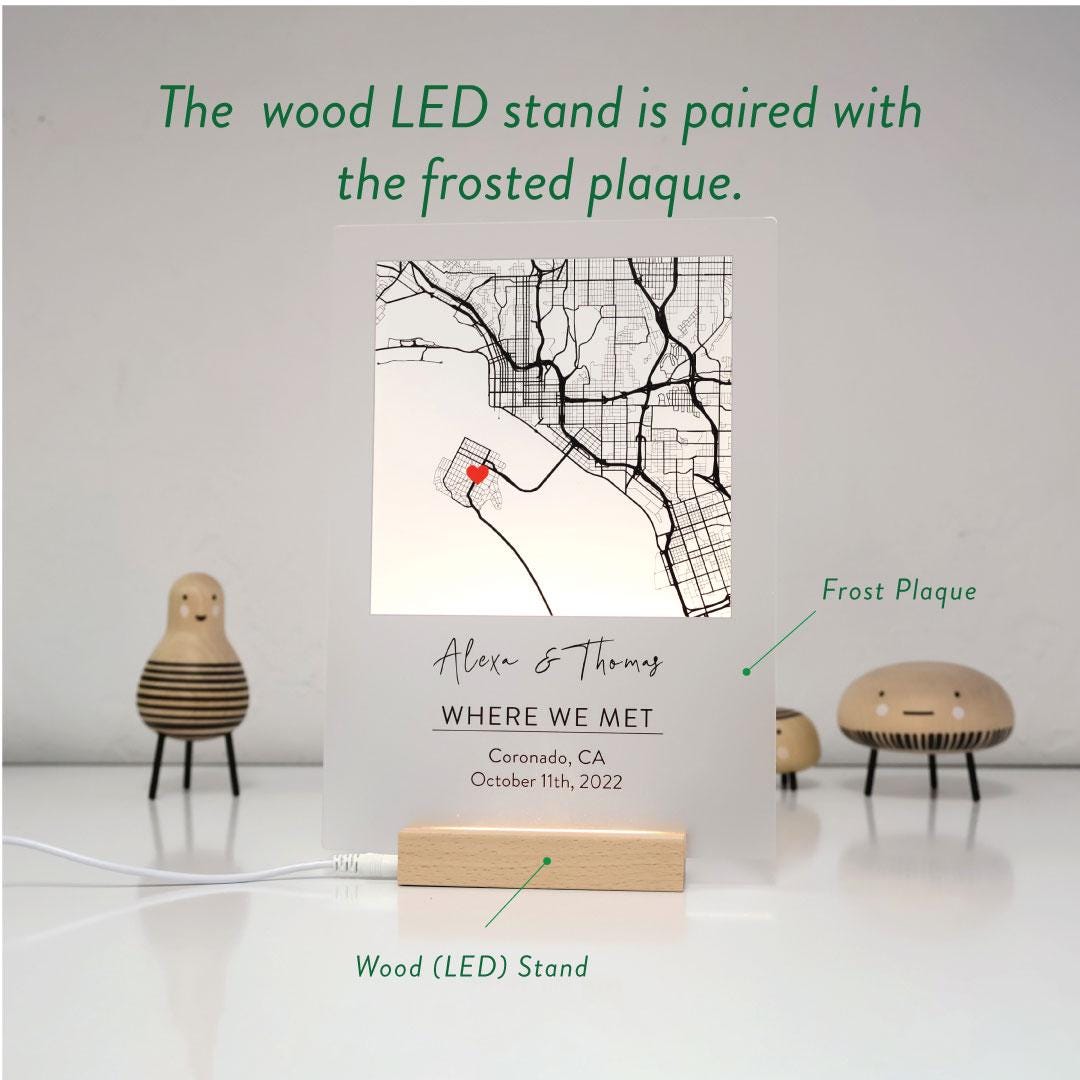 Custom Map Acrylic Plaque Personalized Location Gift Our First Date Map Anniversary Gift Wedding Location — photo 5