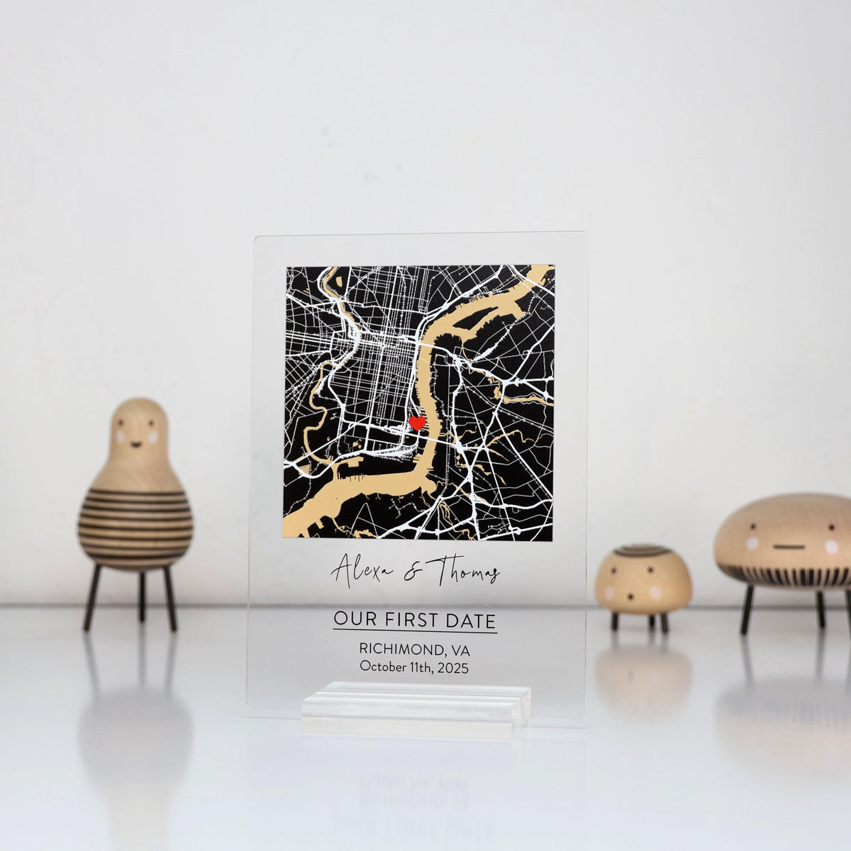 Custom Map Acrylic Plaque Personalized Location Gift Our First Date Map Anniversary Gift Wedding Location — photo 2