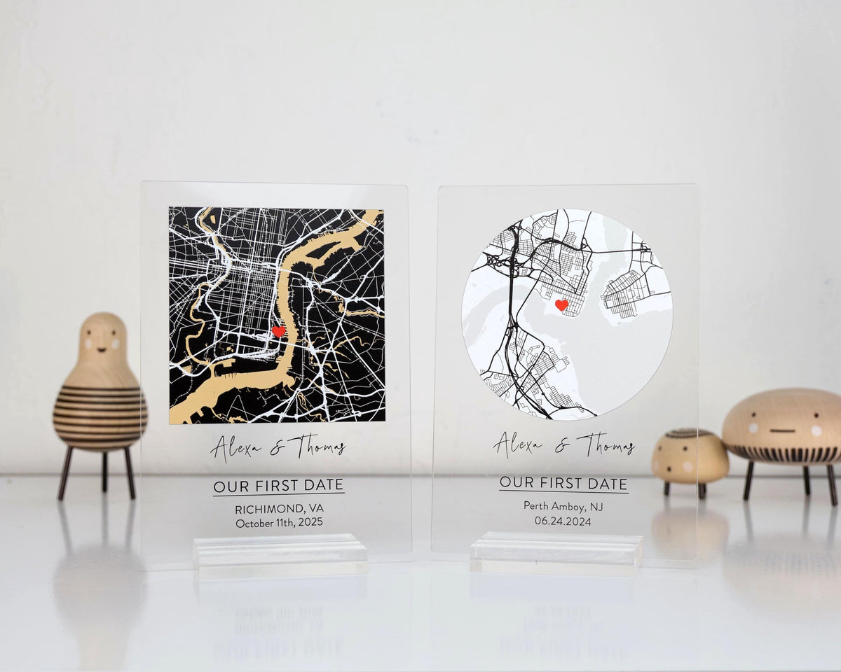 Custom Map Acrylic Plaque Personalized Location Gift Our First Date Map Anniversary Gift Wedding Location — photo 1