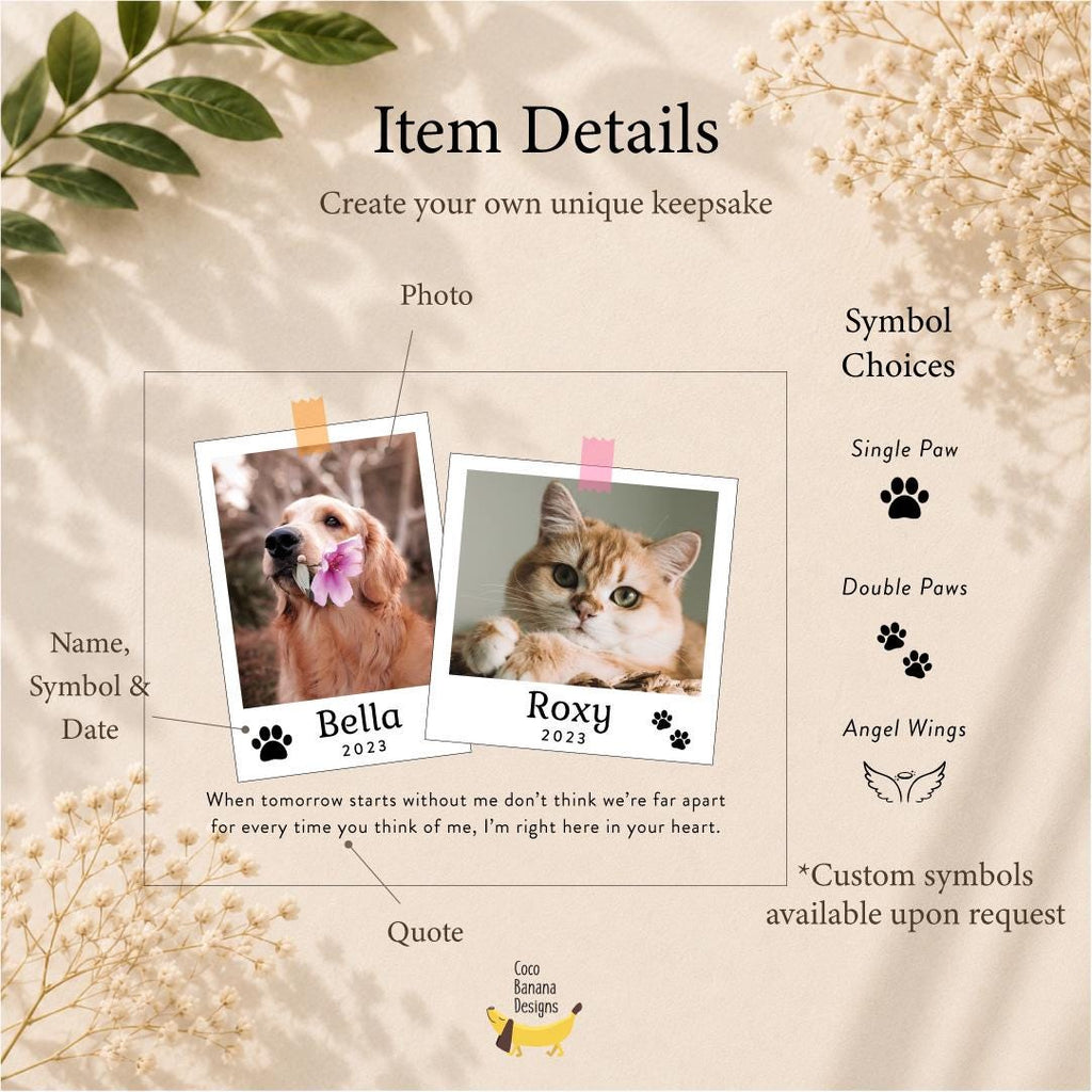 Two Pet Memorial Plaque, Personalized Pet Loss Gift for Two Dogs or Cats — photo 3