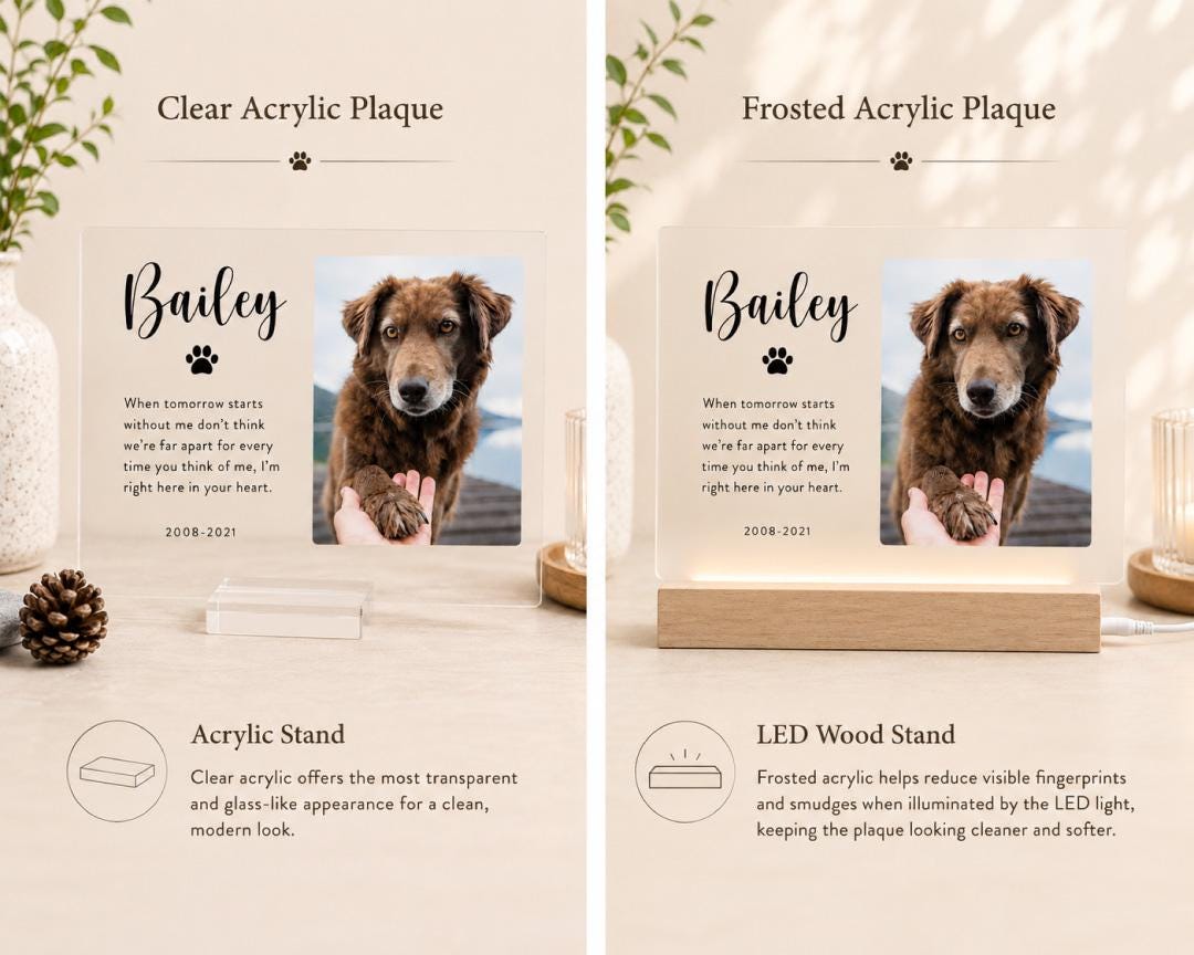 Two Pet Memorial Plaque, Personalized Pet Loss Gift for Two Dogs or Cats — photo 6