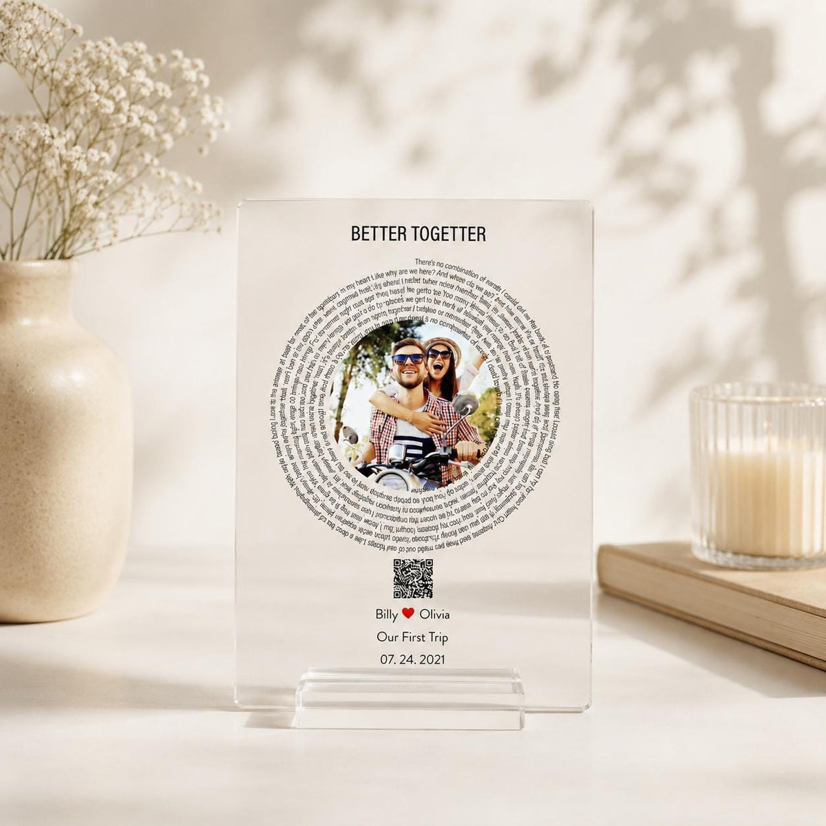 Photo Music Record, Custom Song Plaque, Favorite Song Lyrics Print, Photo and Lyrics — photo 2