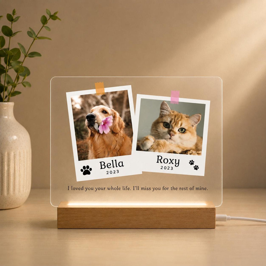 Two Pet Memorial Plaque, Personalized Pet Loss Gift for Two Dogs or Cats — photo 1