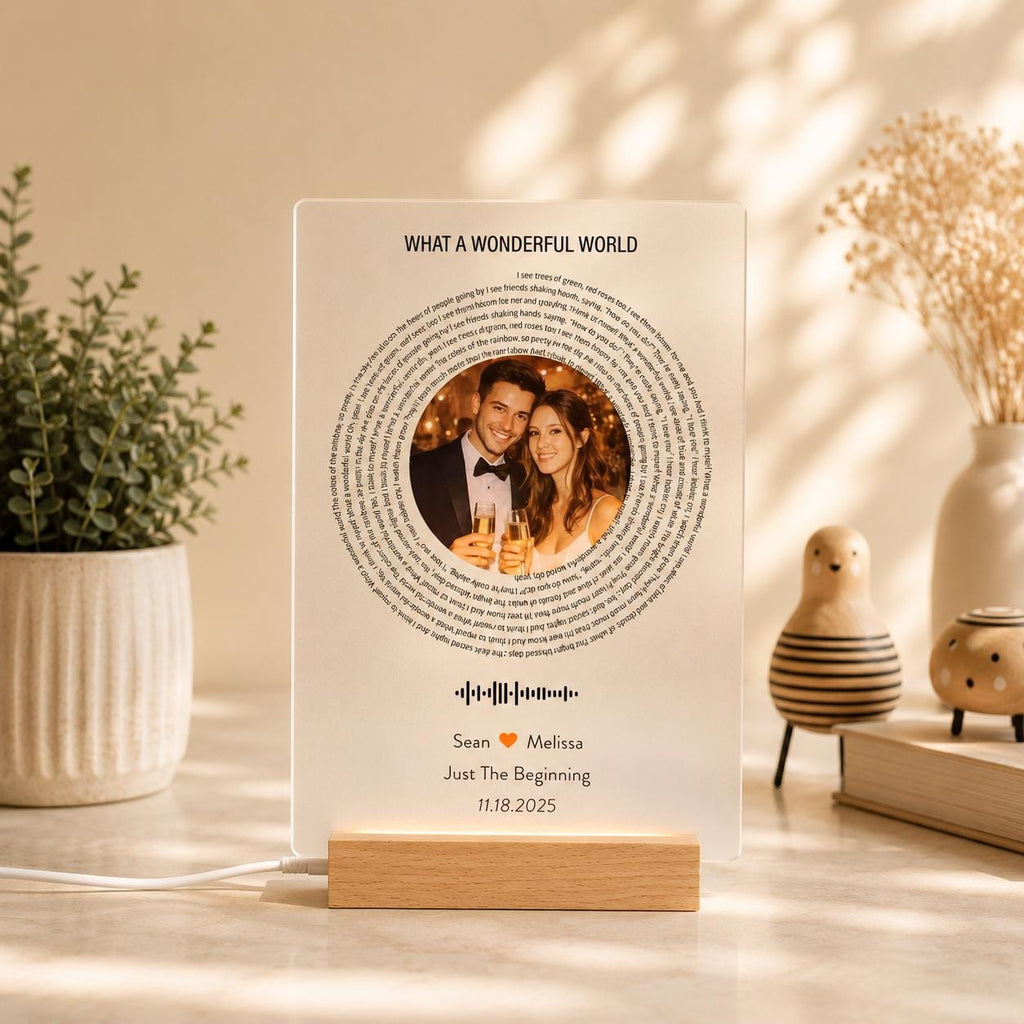 Photo Music Record, Custom Song Plaque, Favorite Song Lyrics Print, Photo and Lyrics — photo 1