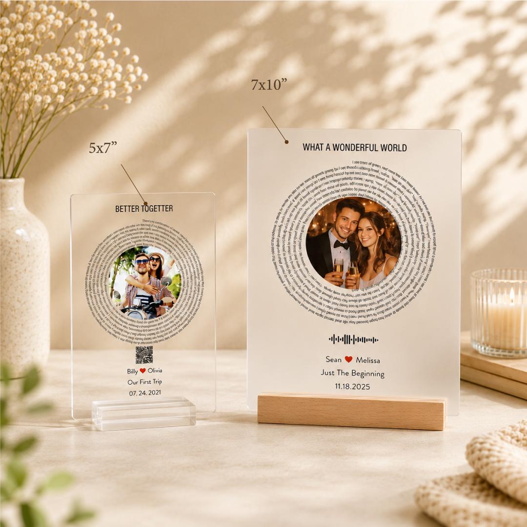 Photo Music Record, Custom Song Plaque, Favorite Song Lyrics Print, Photo and Lyrics — photo 7