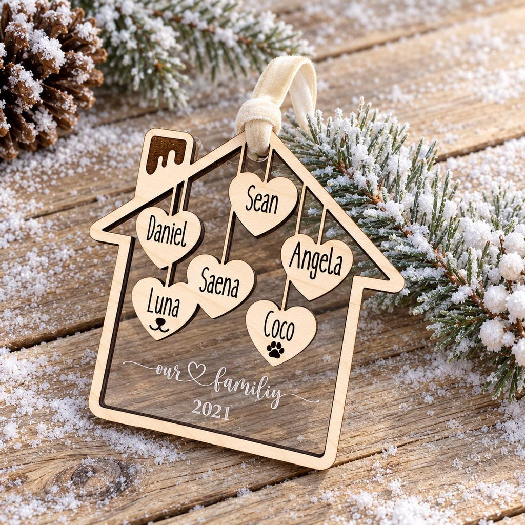 Personalized Family Christmas Ornament, Custom Family Name Ornament, Acrylic House Ornament — photo 3