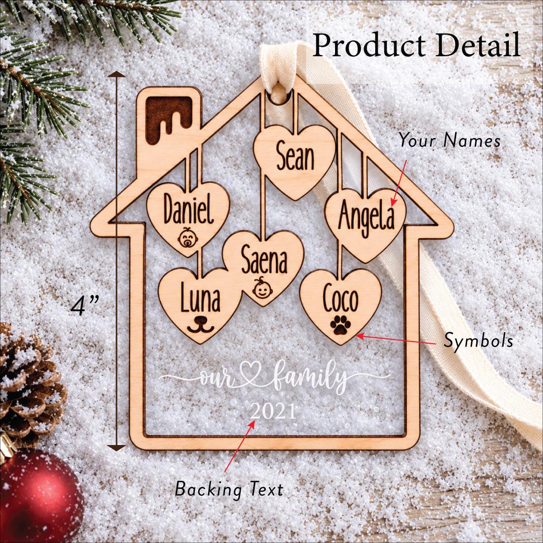 Personalized Family Christmas Ornament, Custom Family Name Ornament, Acrylic House Ornament — photo 4
