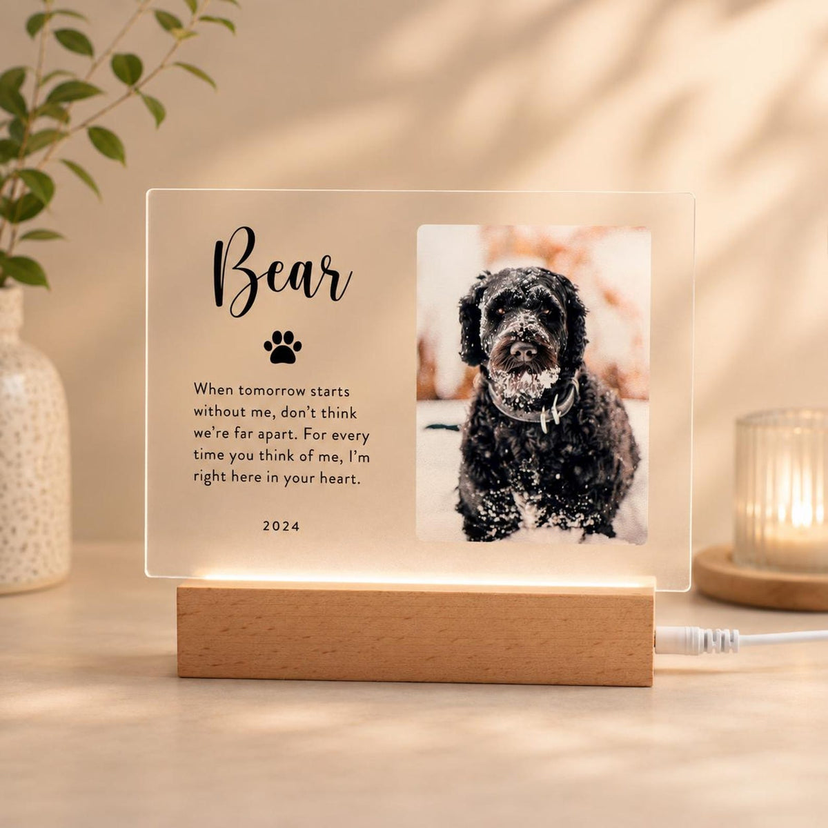 Personalized Pet Memorial Acrylic Plaque with Photo and Name